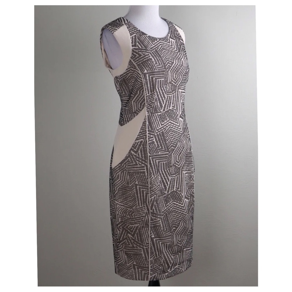 ANTONIO MELANI Sleeveless Brown Geo Sheath Dress Size 14